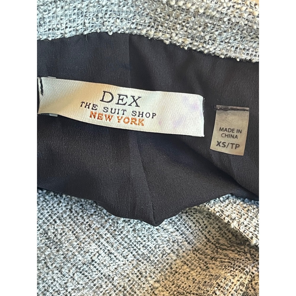 Dex The Suit Shop New York Grey Tweed Asymmetrical Snap Front Blazer XS Classic - Picture 5 of 10